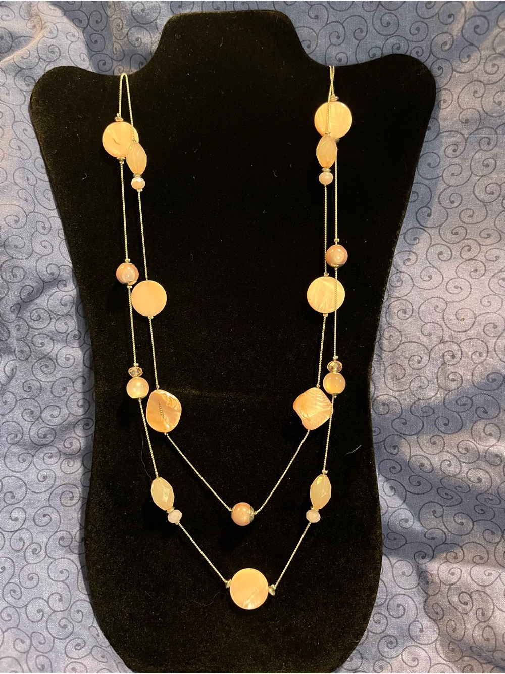 Charming Charlie Pink Bead & Shell Layered Necklace